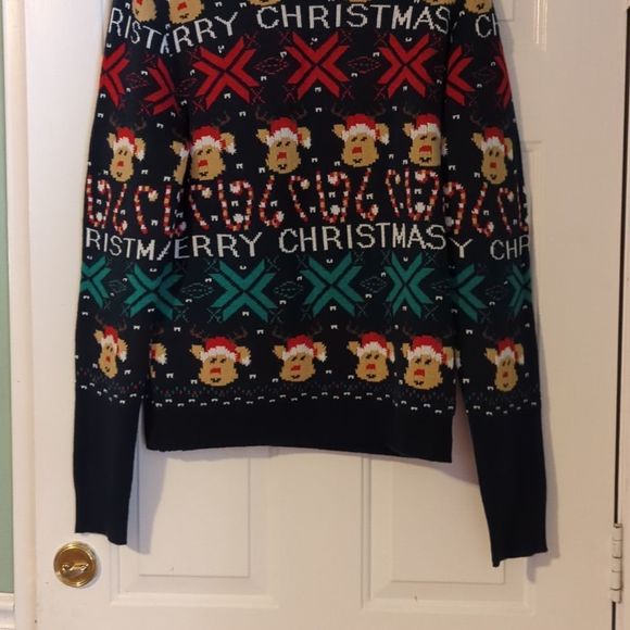 Ugly Christmas Sweater men's L large battery operated lights EUC reindeer snow - Picture 3 of 9